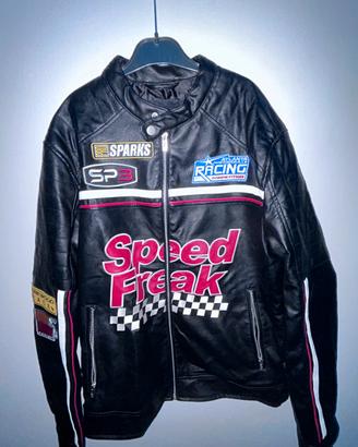 Giacca Moto Racing similpelle stile vintage
