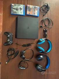 playstation 4 slim + controller +2 giochi e cuffie