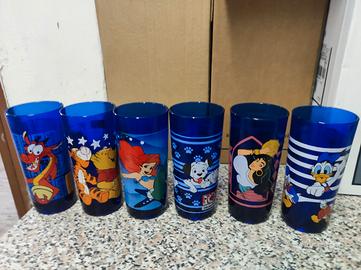 n.6 bicchieri vetro blu W.Disney