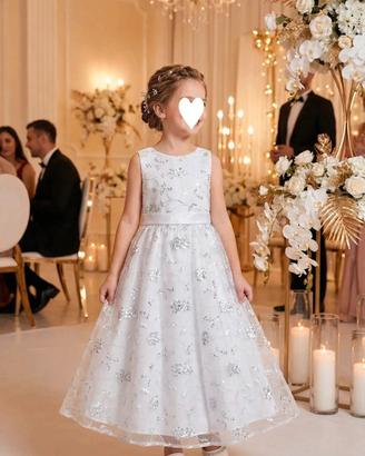 abito cerimonia comunione 6-7 anni con brillantini