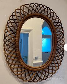 Specchio in bambù vintage 2 pezzi