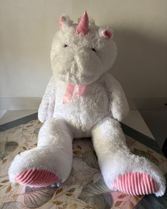 Peluche Unicorno Gigante Bianco e Rosa - Come Nuov