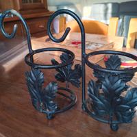 Set di due portavasi ferro battuto foglie 