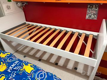 Letto cameretta bianco faggio con ruote