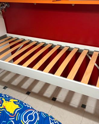 Letto cameretta bianco faggio con ruote e materass