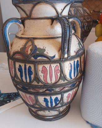 Brocca marocchina in ceramica con filigrana