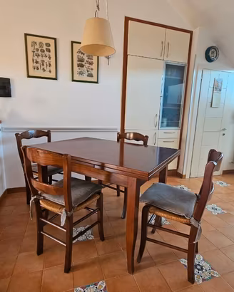 Set 4 sedie in noce massello con seduta impagliata