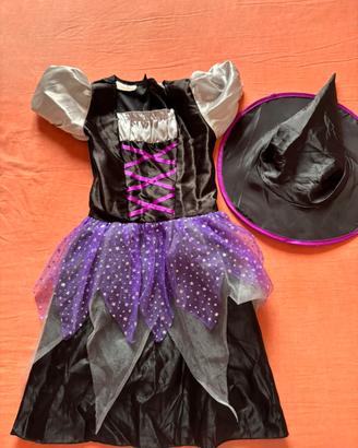 Costume strega bambina con capello