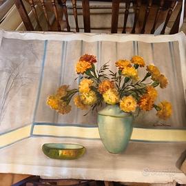 Z. Müller olio su tela - vaso con fiori