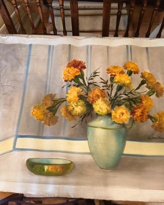 Z. Müller olio su tela - vaso con fiori