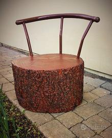 Sedia  artigianale ricavata da tronco pezzo unico