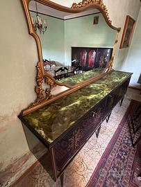 Credenza anni ’50 con specchiera – vetro decorato