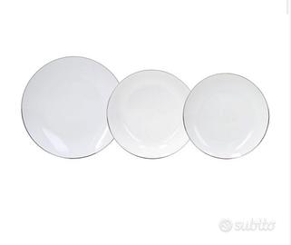 Servizio tavola 18 pezzi filo platino porcellana