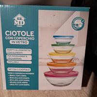 Set 5 Ciotole MD Casa Vetro Coperchio Morbido