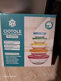 Set 5 Ciotole MD Casa Vetro Coperchio Morbido