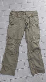Pantaloni donna verde militare vita bassa TG 46