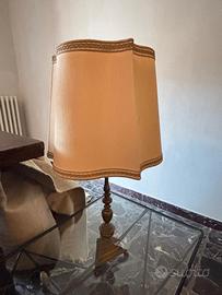 Lampada da Terra Tavolo Vintage in Ottone paralume