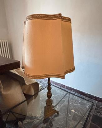 Lampada da Terra Tavolo Vintage in Ottone paralume