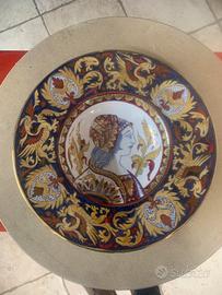 Coppia piatti in  ceramica Lustro Oro e Rubino