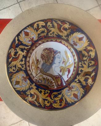 Coppia piatti in  ceramica Lustro Oro e Rubino