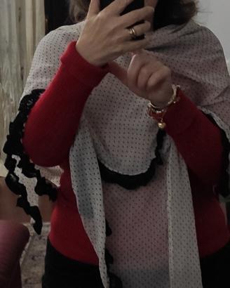 scialle plissettato con pizzo