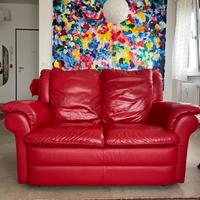 Divano In Vera Pelle Rosso vivo
