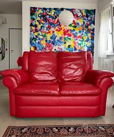 Divano In Vera Pelle Rosso vivo