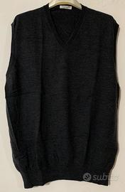 Gran Sasso smanicato lana uomo grigio a V tg L