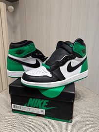 Jordan 1 Black and Lucky Green 41