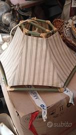 LAMPADARIO RATTAN E TESSUTO