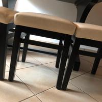 4 Sgabelli artigianali in legno ed ecopelle