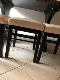 4 Sgabelli artigianali in legno ed ecopelle