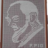Quadro di Padre Pio fatto a mano ad uncinetto