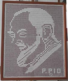 Quadro di Padre Pio fatto a mano ad uncinetto