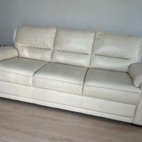 DIVANO 3 POSTI IN VERA PELLE COLOR PANNA