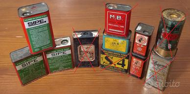 Scatole latta polvere caccia vuote