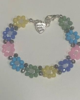BRACCIALE A FIORI COLORATO FATTO A MANO