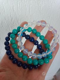 Tre bracciali pietre naturali da 8 mm NUOVI