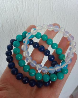 Tre bracciali pietre naturali da 8 mm NUOVI