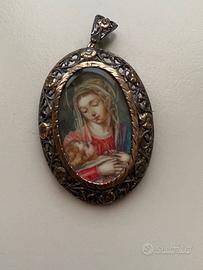 Spilla/pendente devozionale con Madonna fine 800