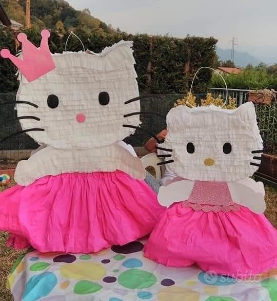 Pentolaccia per bambini a forma di gatto rosa