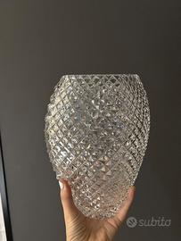 Grande vaso vintage in vetro lavorato
