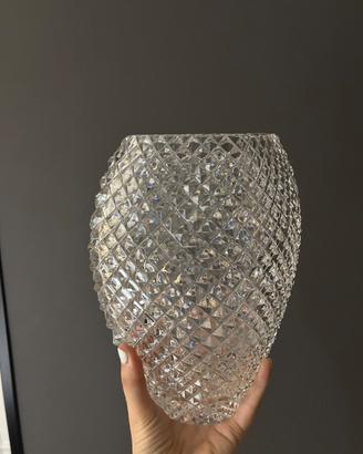 Grande vaso vintage in vetro lavorato