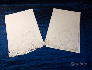 Asciugamani in Lino Ricamo Intaglio, Chiacchierino