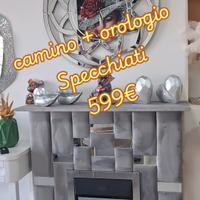 camino elettrico più orologio 