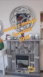 camino elettrico più orologio 