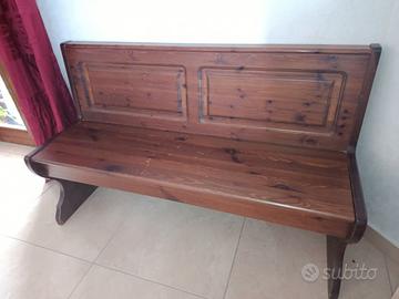 Panca legno massello di pino color noce scuro