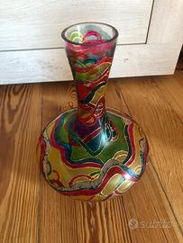 Vaso / Bottiglia in vetro dipinto a mano stile vet