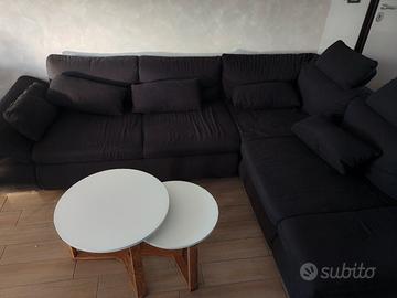 Divano letto angolare con vano conten. e cuscini 