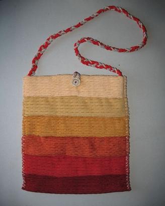 Borsa tracolla in ciniglia double-face beige rosso